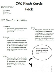 CVC flash cards Instructions