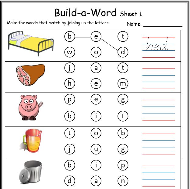 CVC build a word worksheet.
